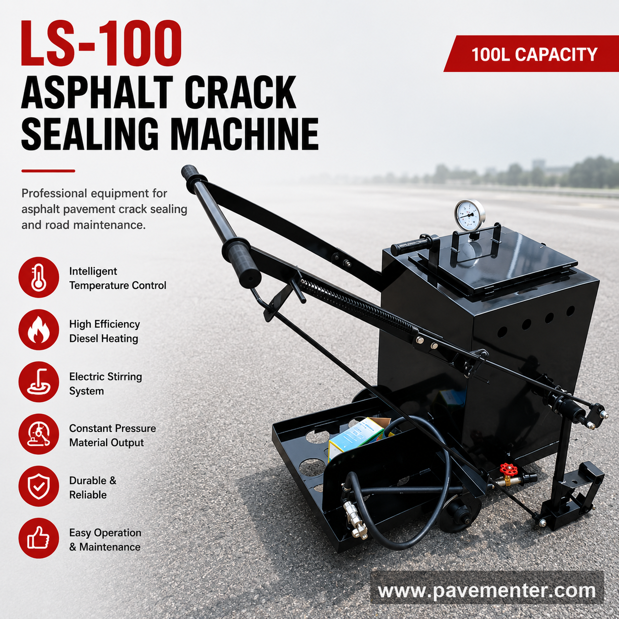 手推式沥青热熔灌缝机自流型